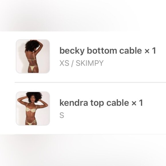 NWT OneOne Swimwear Bikini SET Cable Kendra Becky Small Skimpy XS New Pattern - Picture 3 of 6
